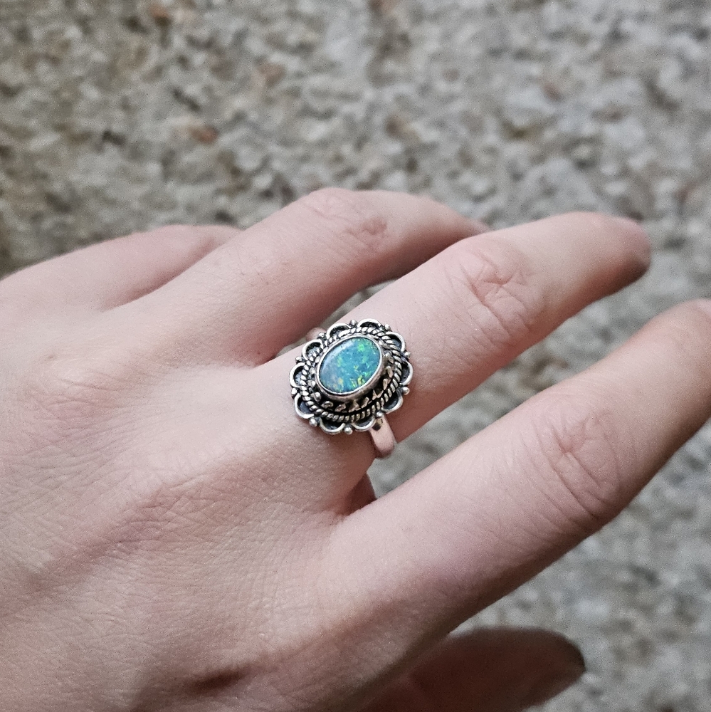 Sterling Silver Opal Ring - image 2